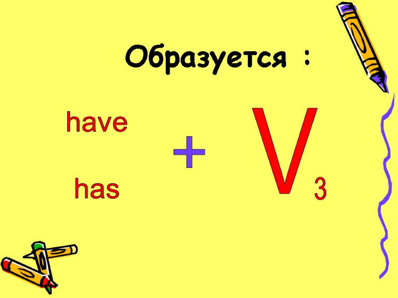 Образуется :  have  has + V 3